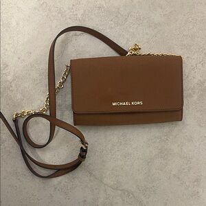 Michael Kors Tan Crossbody Bag with Gold Accents